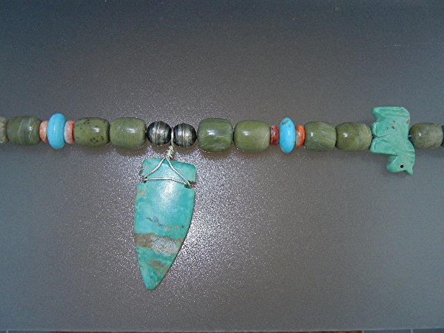 Carved Turquoise Fetish Necklace Sterling Silver Stacey