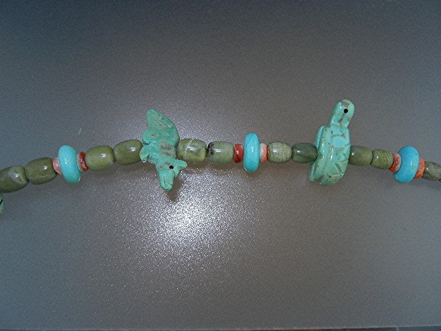 Carved Turquoise Fetish Necklace Sterling Silver Stacey