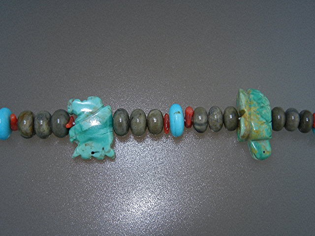 Carved Turquoise Fetish Necklace Sterling Silver Stacey