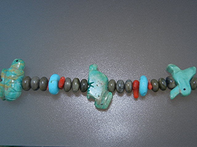 Carved Turquoise Fetish Necklace Sterling Silver Stacey
