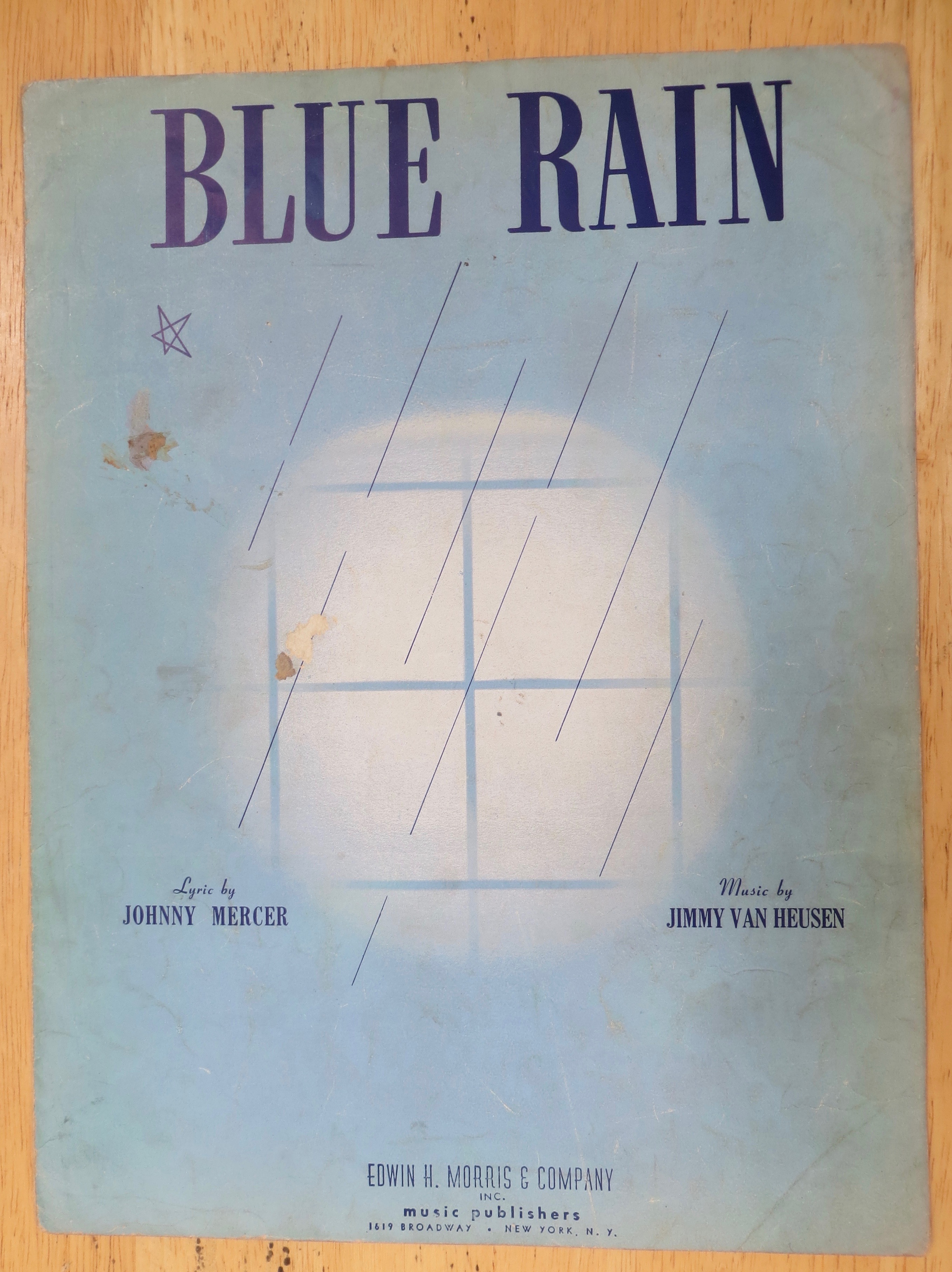 1939 Blue Rain Sheet Music By Mercer & Van Heusen