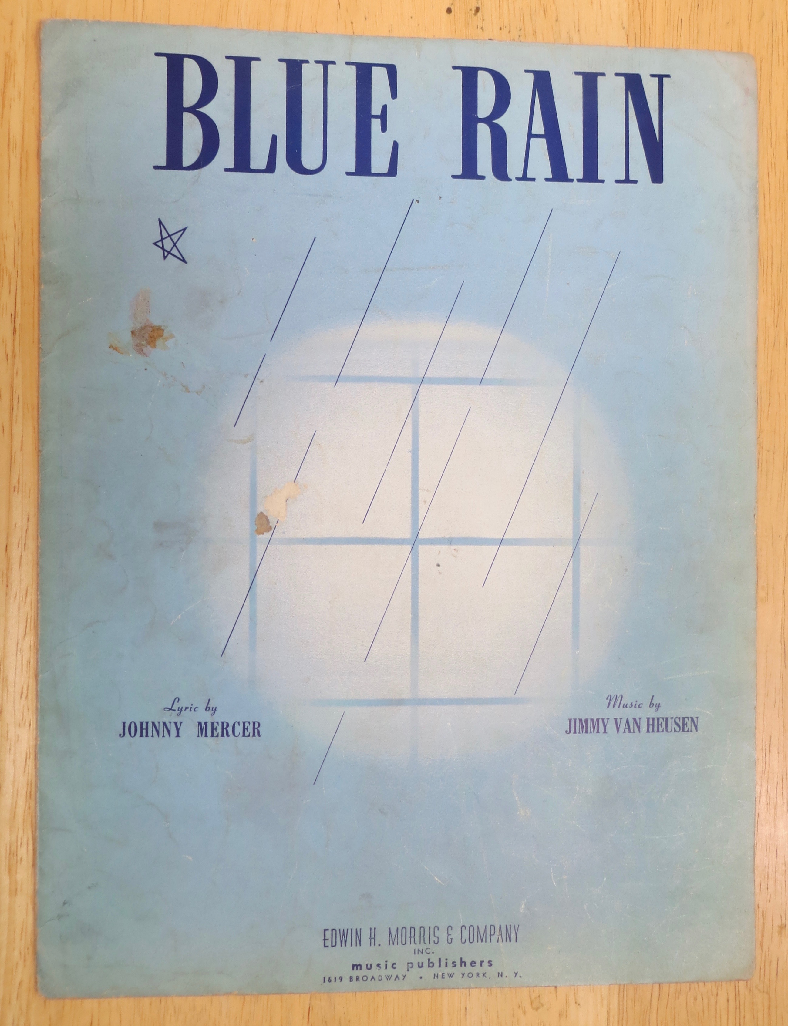 1939 Blue Rain Sheet Music By Mercer & Van Heusen