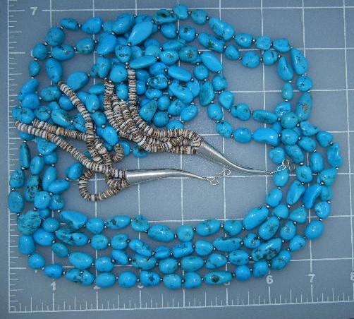 Navajo Turquoise 4 Strand Sterling Silver Necklace