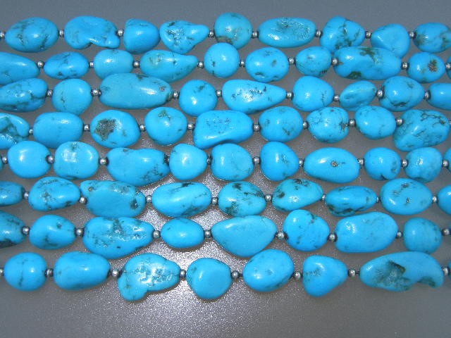 Navajo Turquoise 4 Strand Sterling Silver Necklace