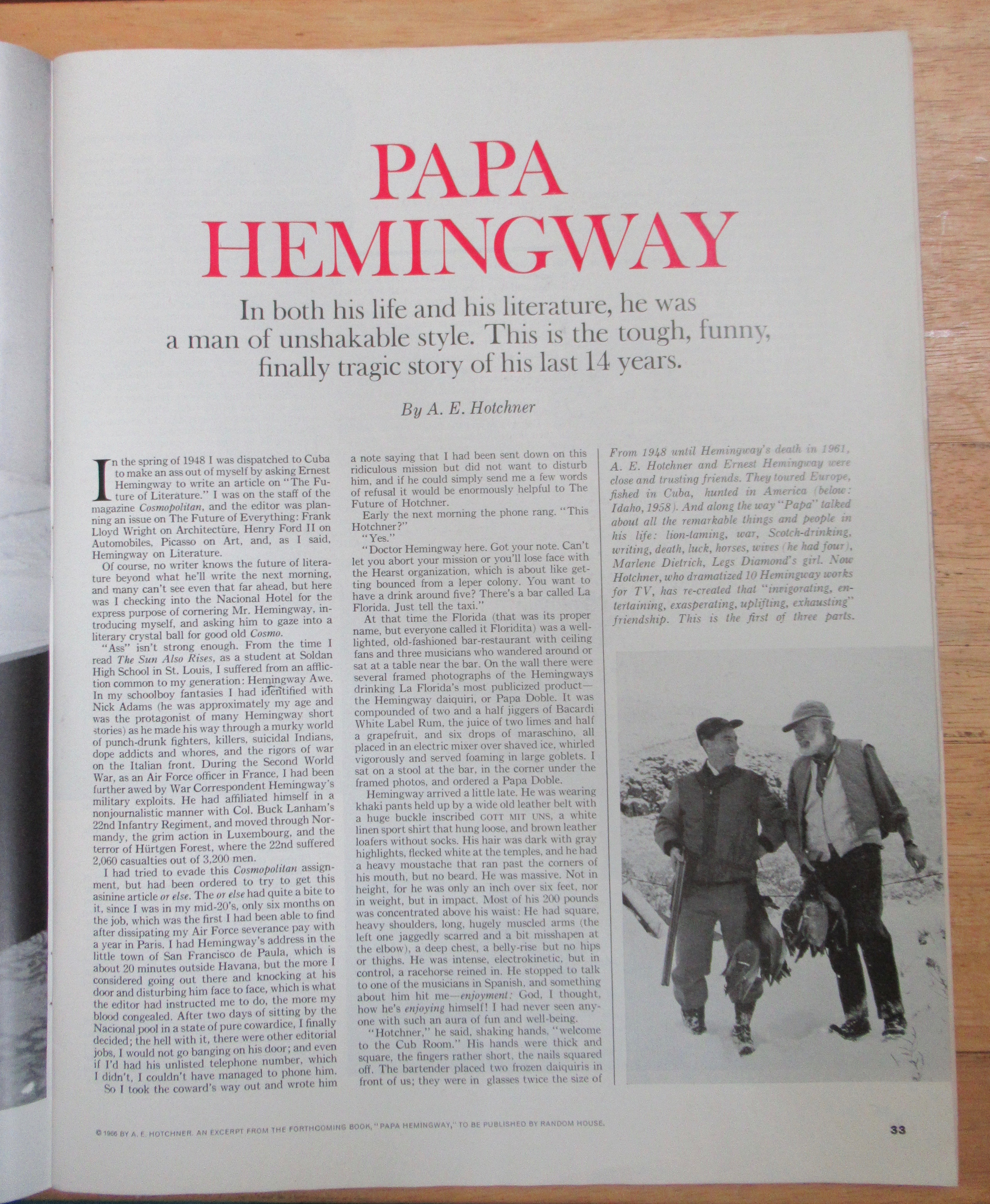 Saturday Evening Post Magazine March 12, 1966 Hemingway