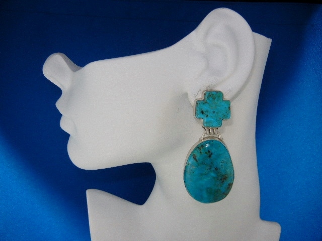 David Troutman  Kingman Turquoise Sterling Silver Earri