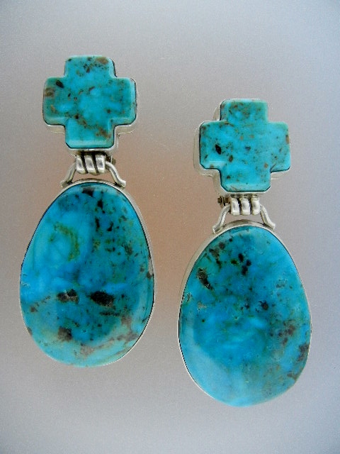 David Troutman  Kingman Turquoise Sterling Silver Earri