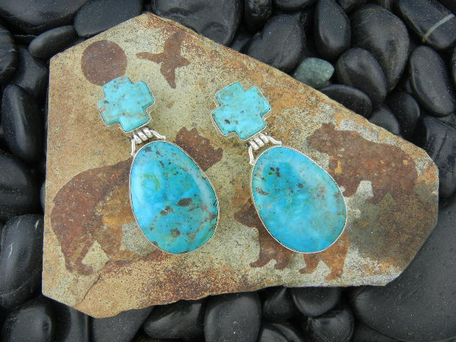David Troutman  Kingman Turquoise Sterling Silver Earri