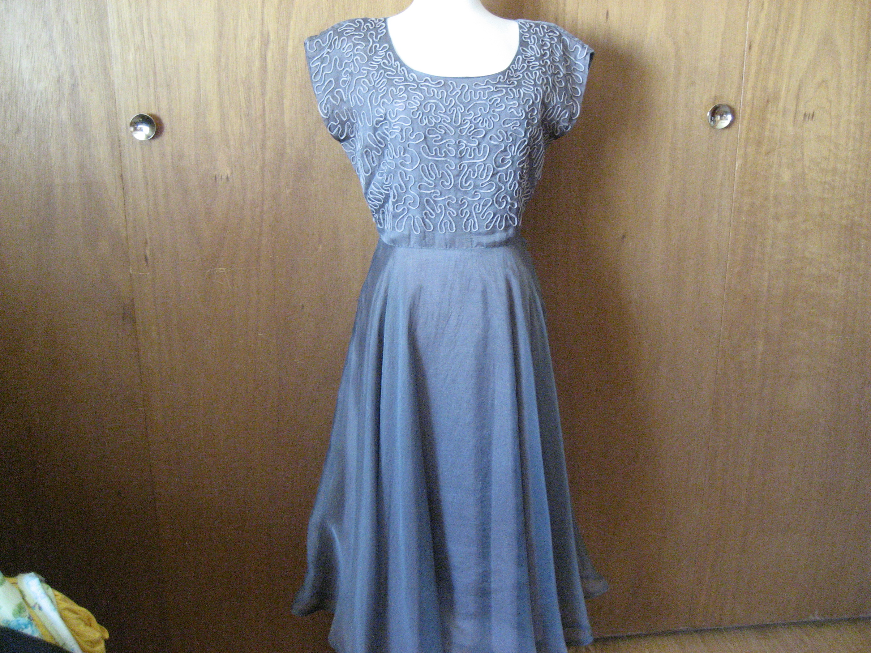 1940 Taffeta and Sheer Dress