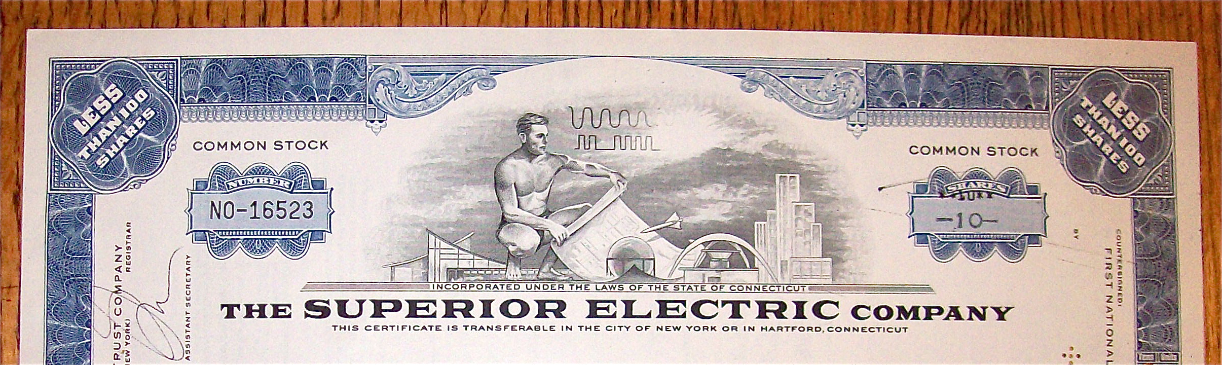 1975 Superior Electric Company Stock Certificate