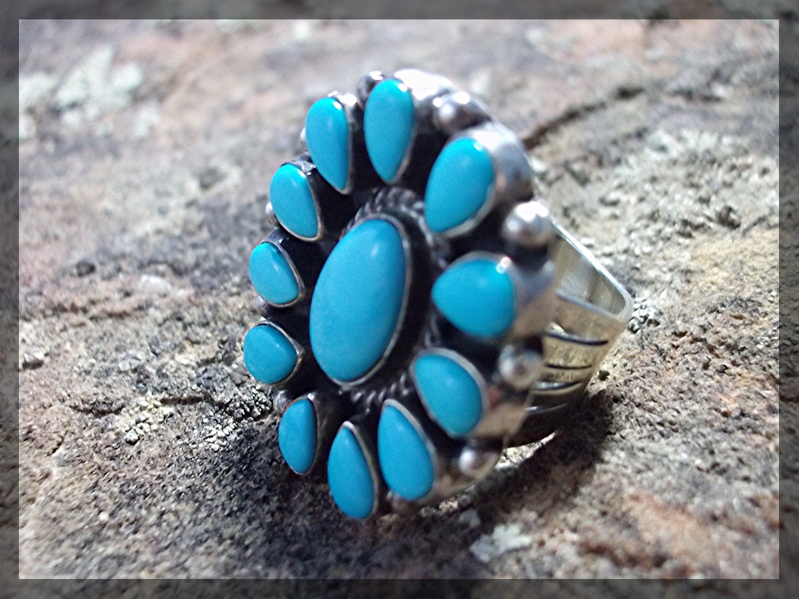Sleeping Beauty Turquoise Ring ELLA PETERS Navajo