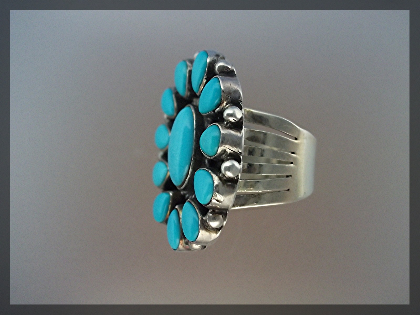 Sleeping Beauty Turquoise Ring ELLA PETERS Navajo