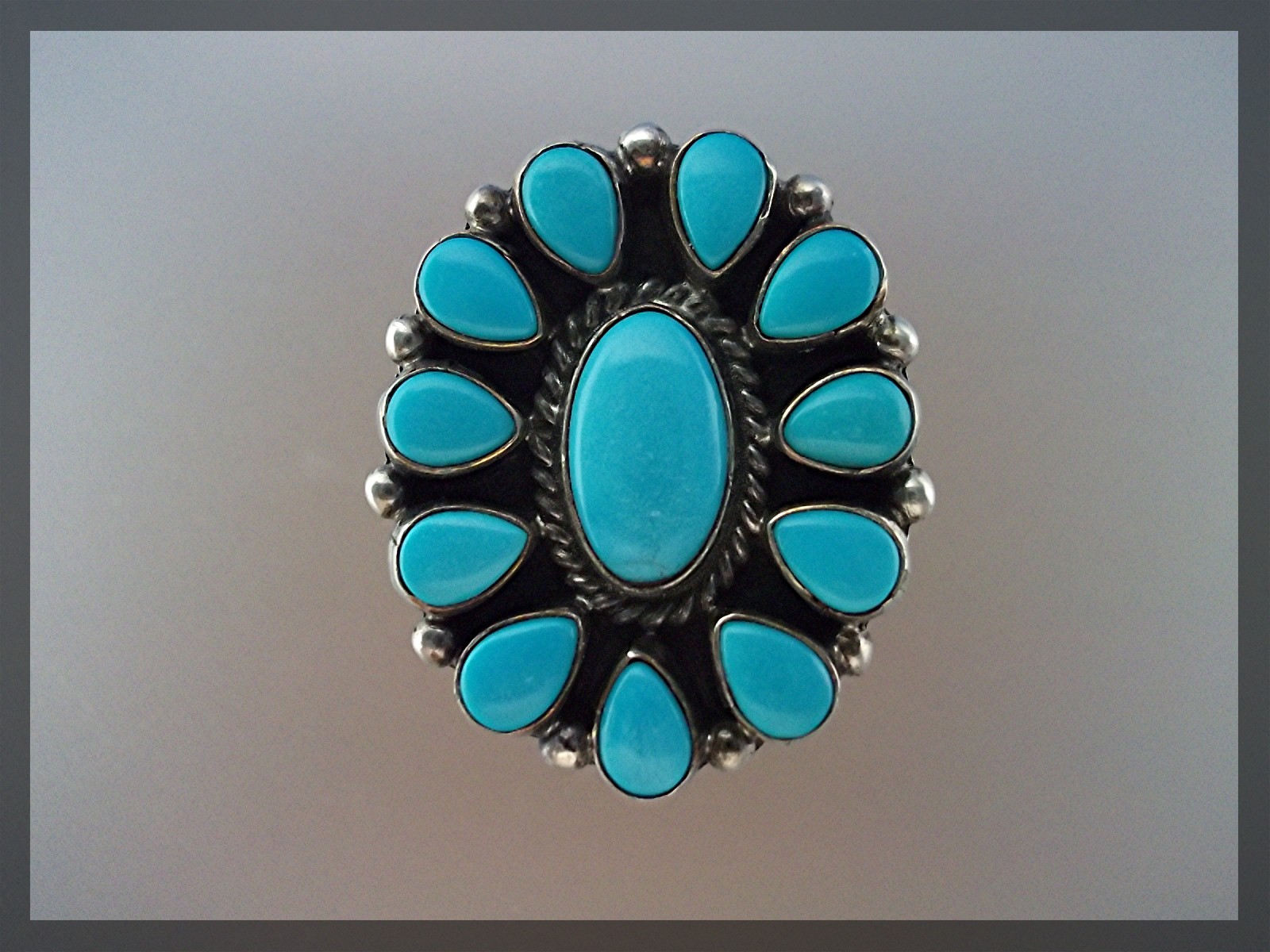 Sleeping Beauty Turquoise Ring ELLA PETERS Navajo