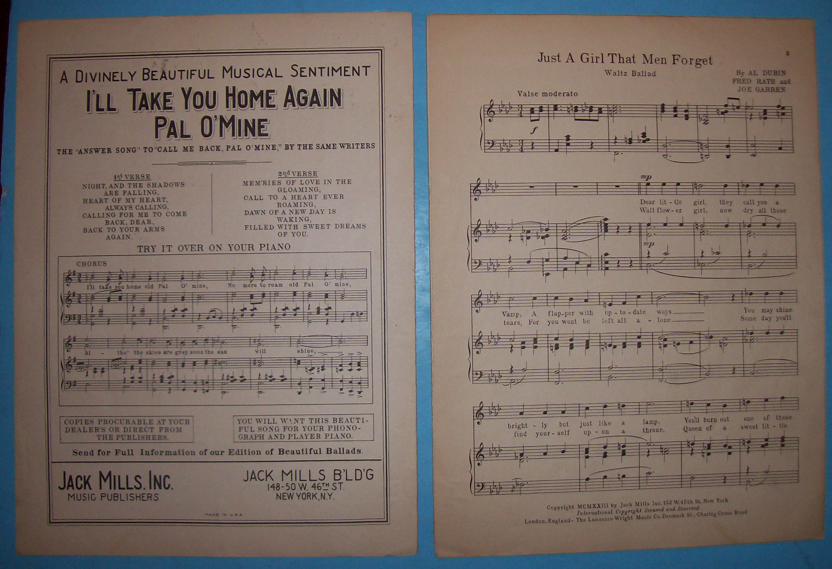 Sheet Music For 1923 Just A Girl That Men Forget Ballad