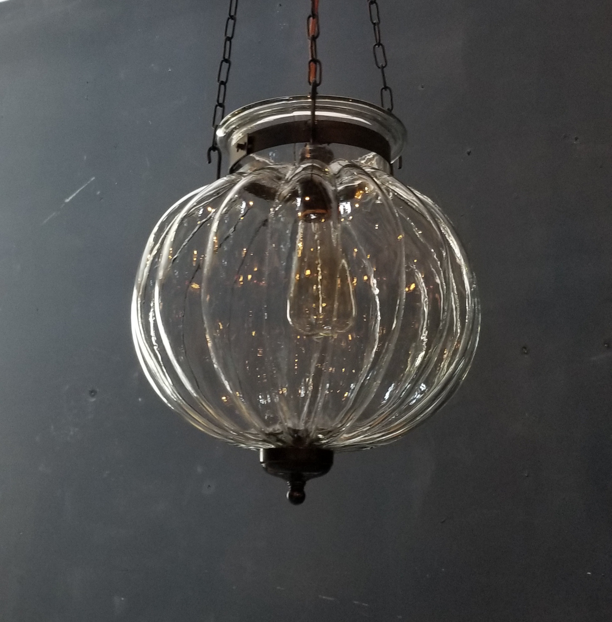 clear ribbed glass pendant