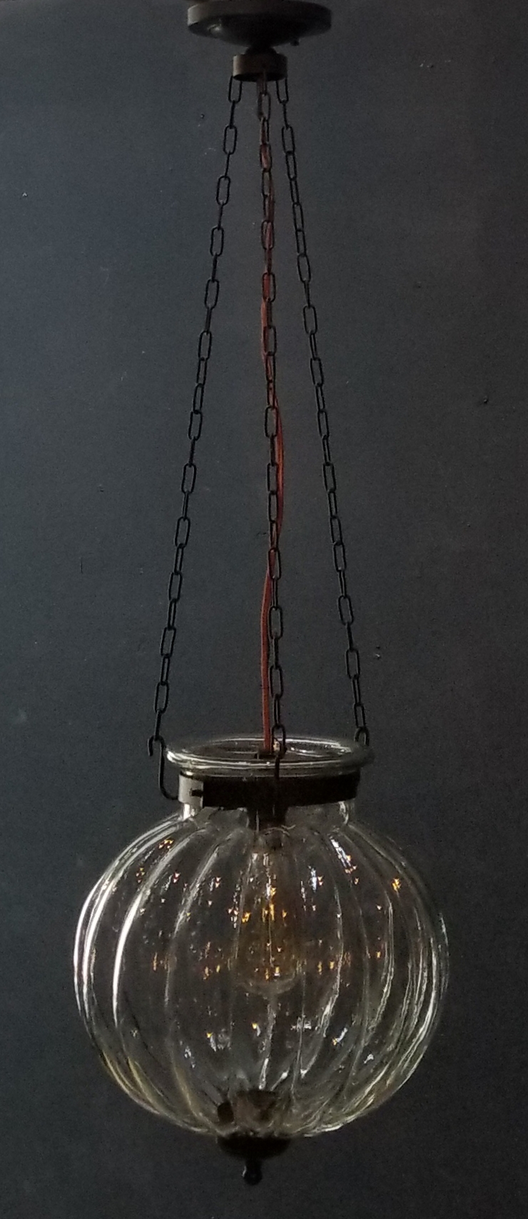 clear ribbed glass pendant