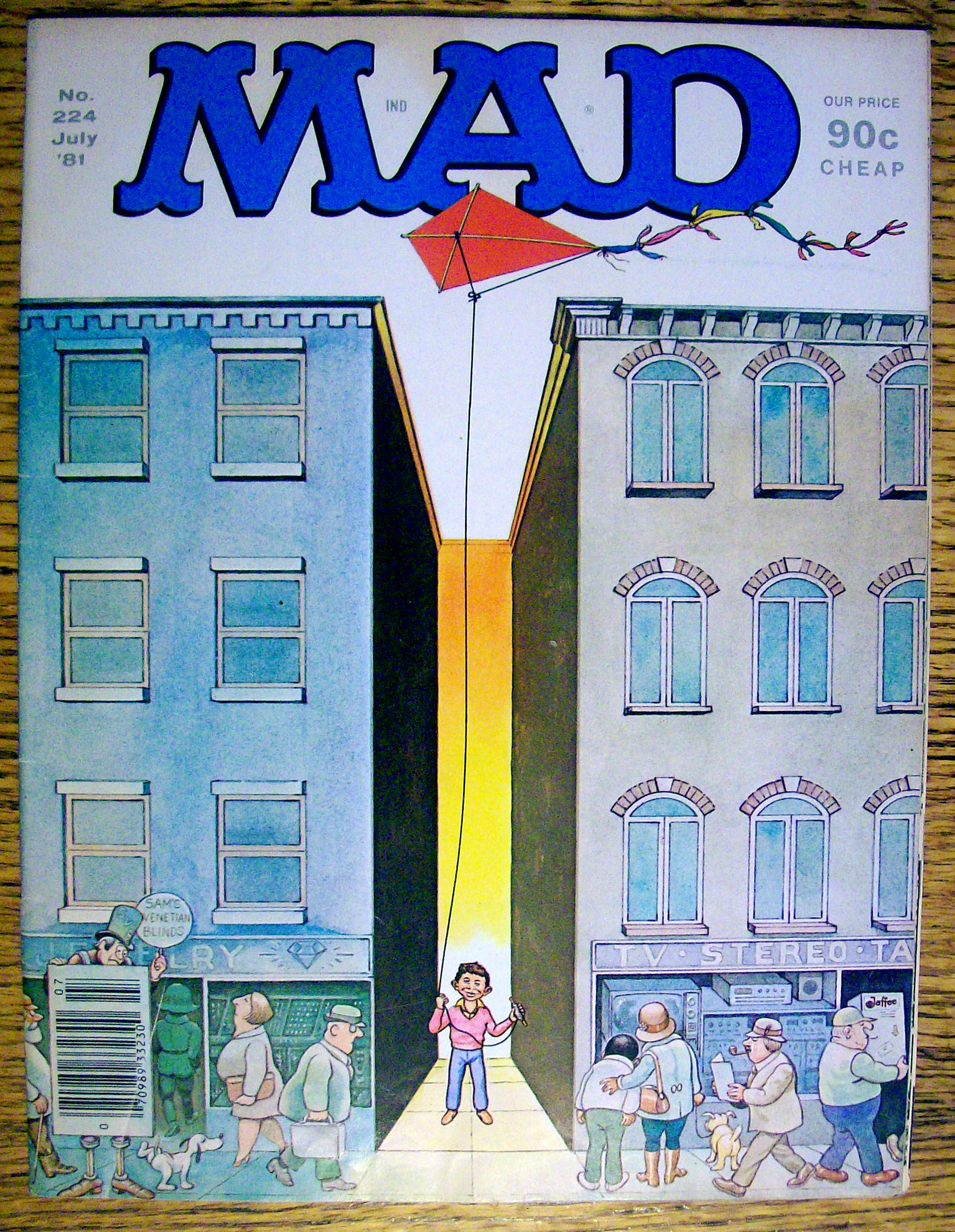 Mad Magazine #224 July 1981 Alfred Flying A Kite