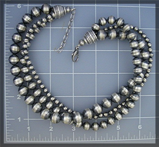 Necklace Sterling Silver 3 Strand Beads