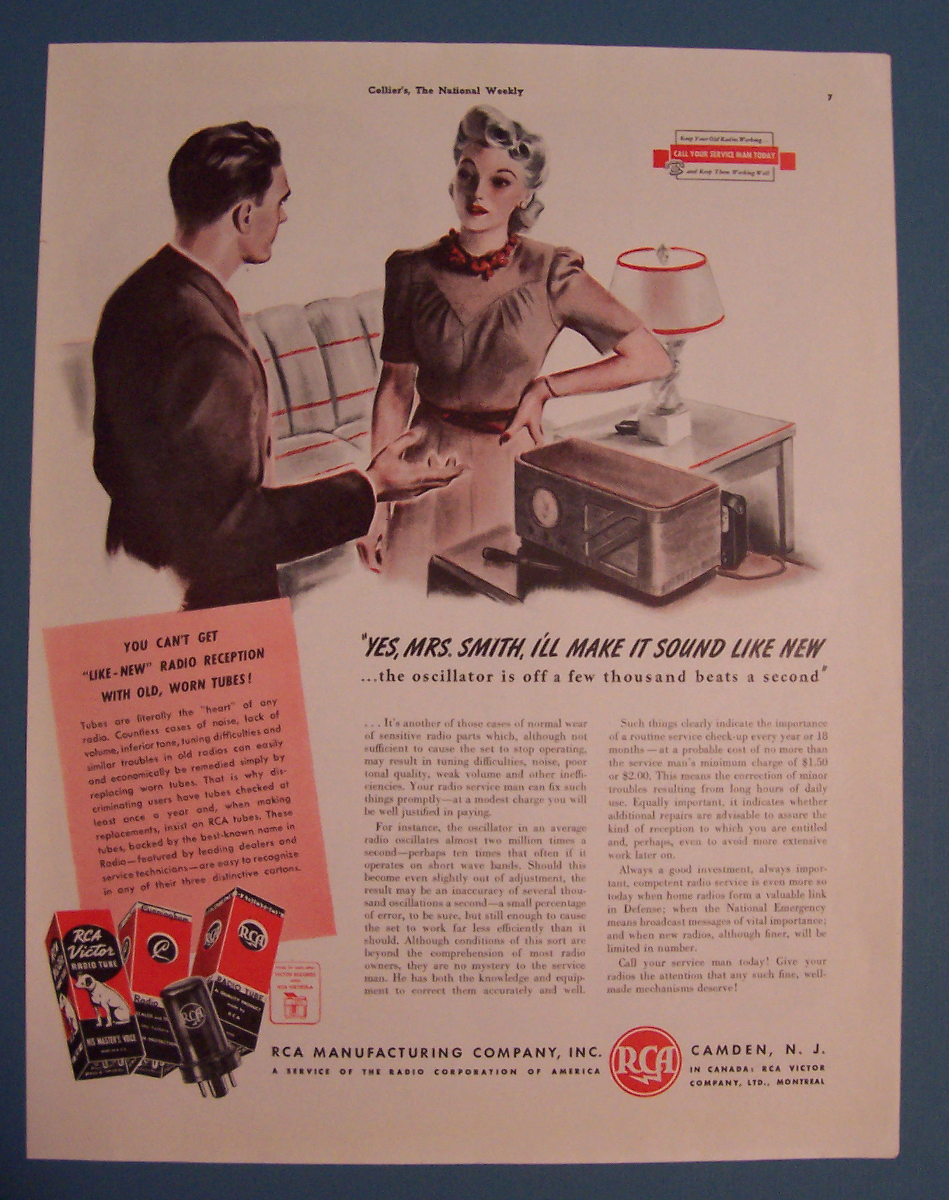 1941 RCA Victor Radio Tubes with Man & Woman Talking