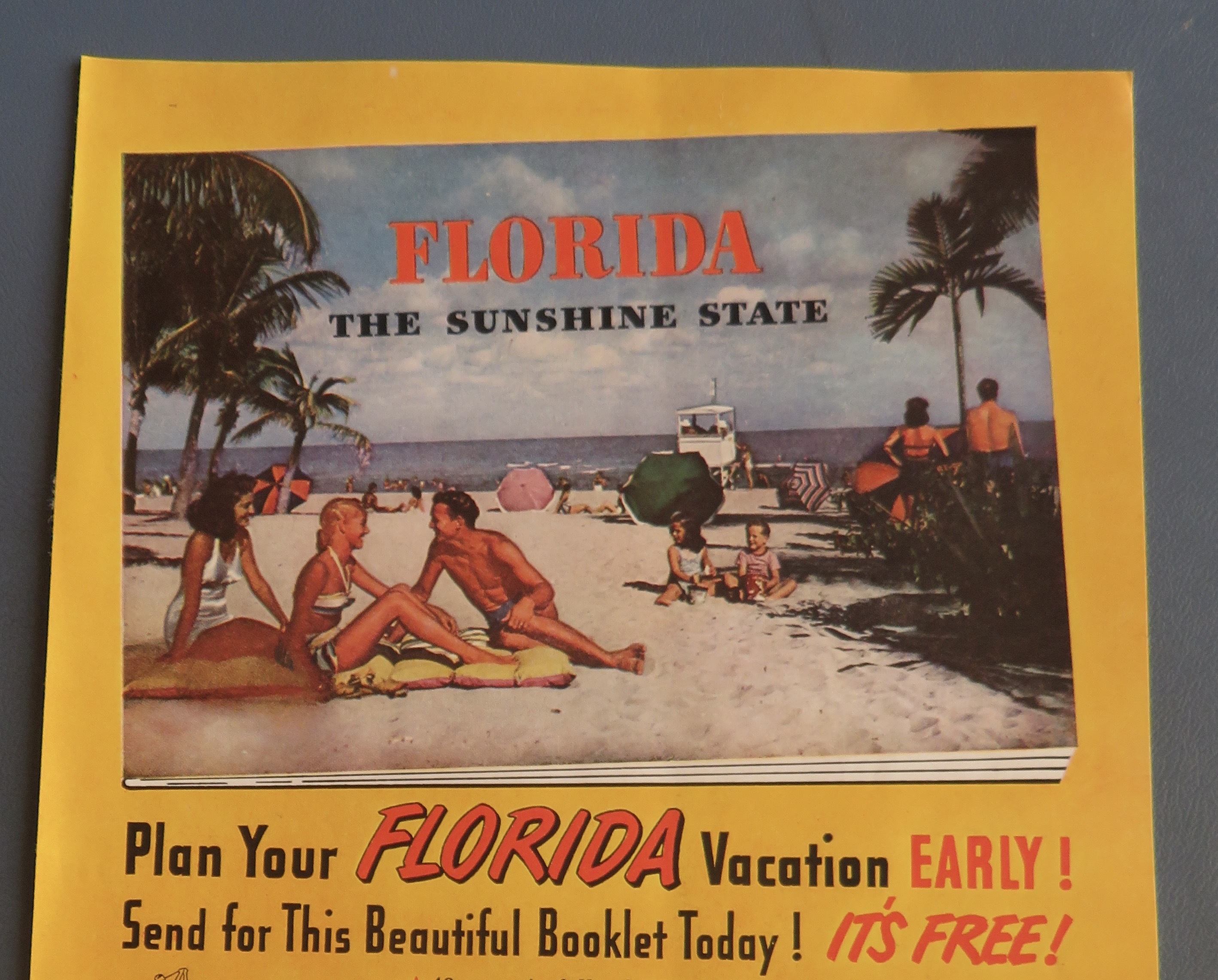 1948 Come To Florida with People On The Beach