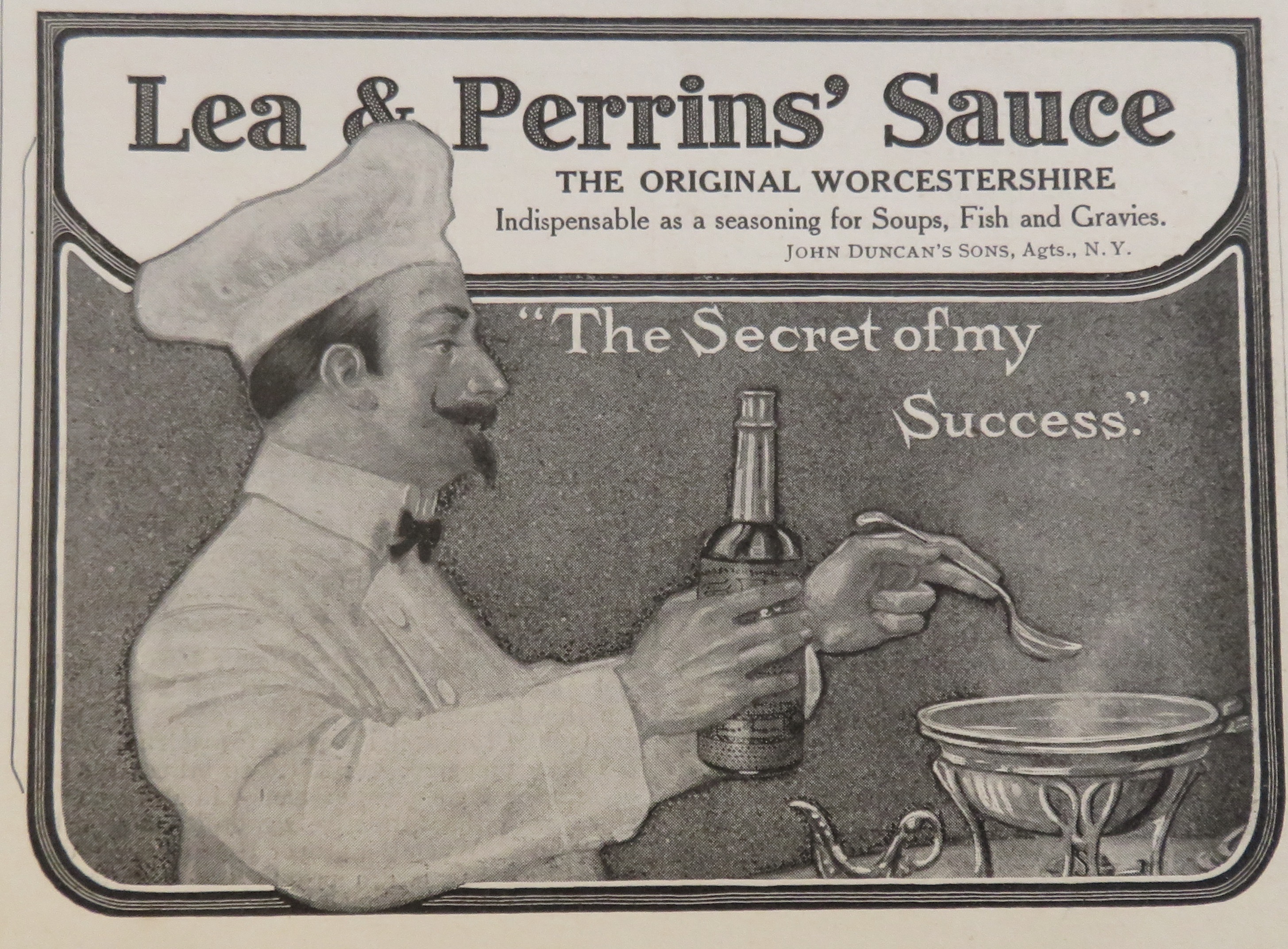 1906 Lea & Perrins Sauce with Chef Cooking