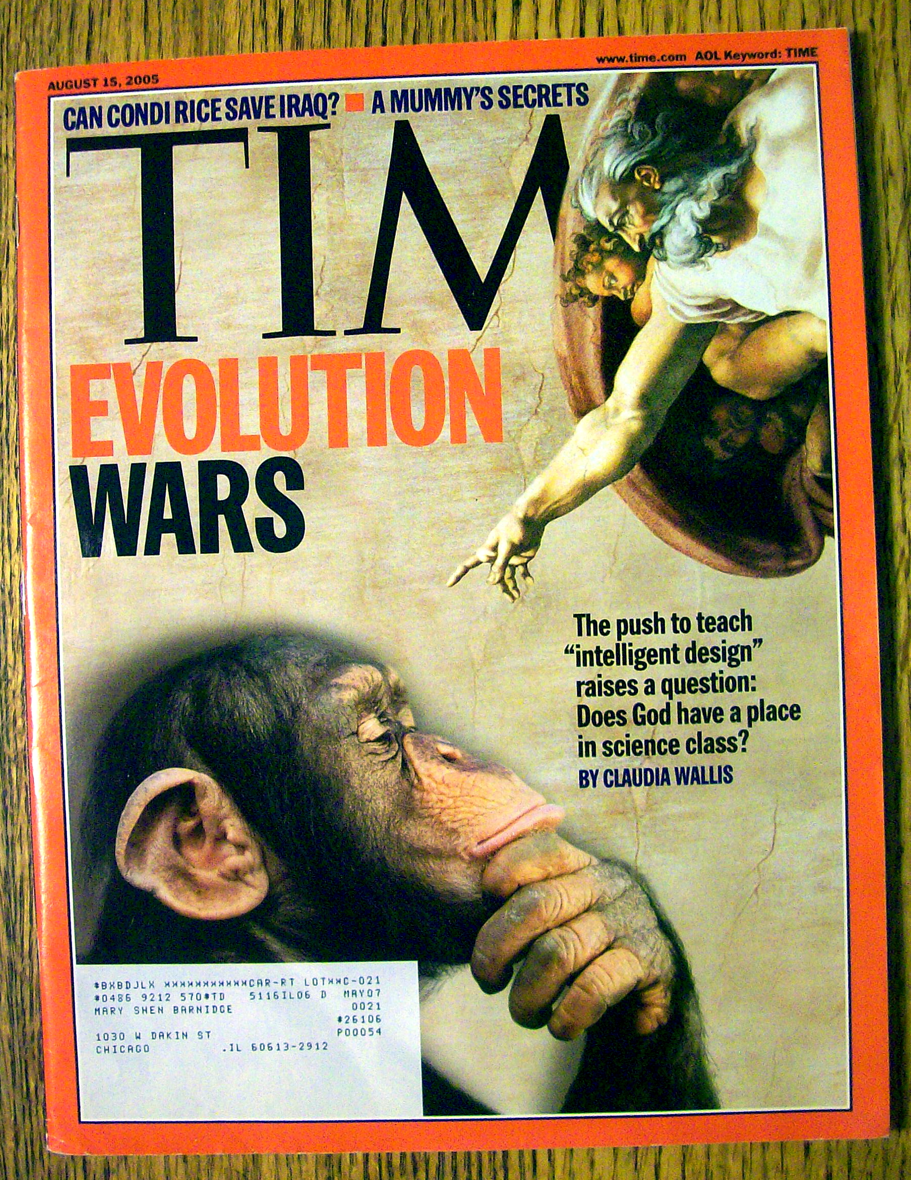 Time Magazine August 15, 2005 Evolution Wars