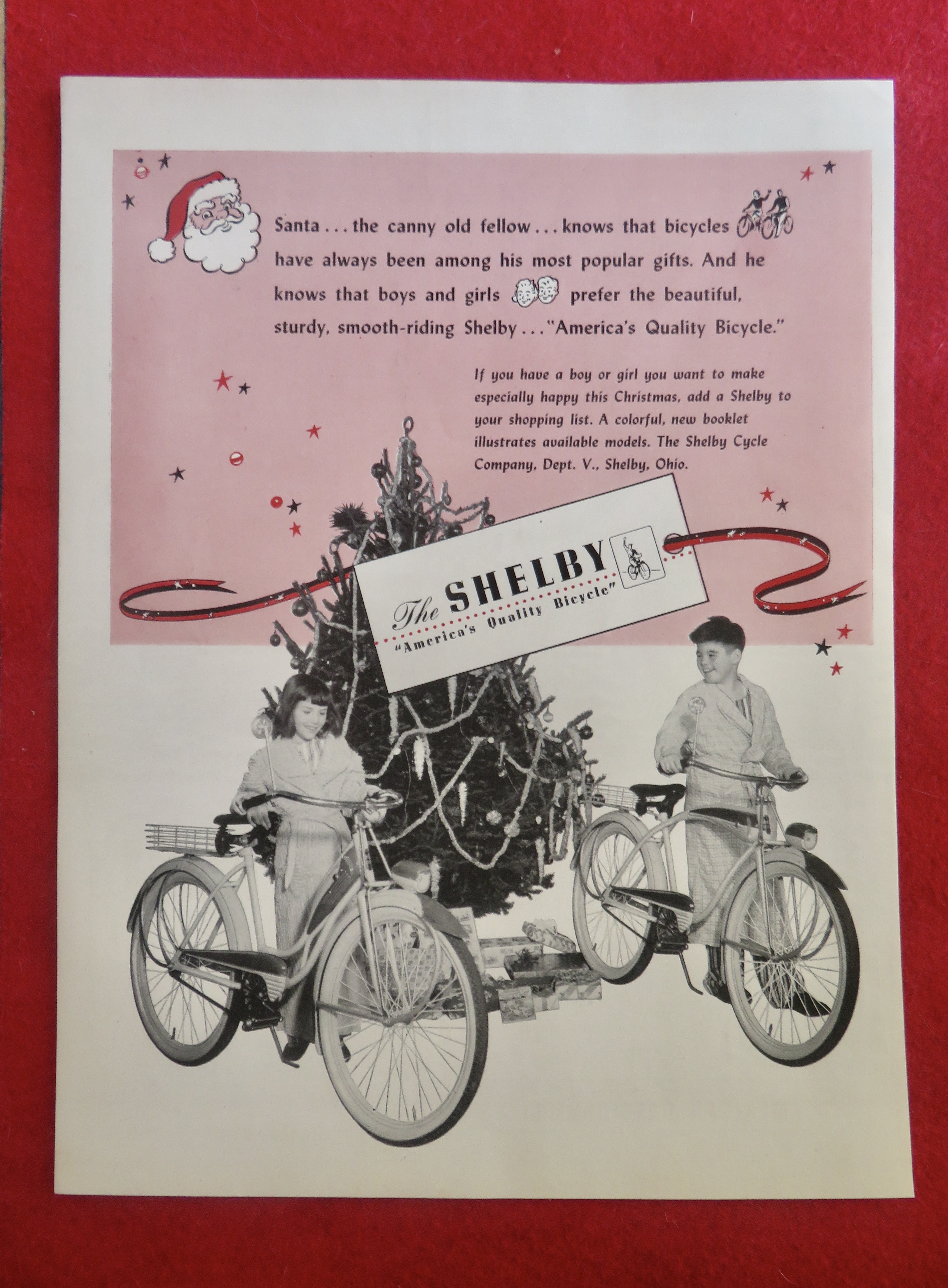 1950's Shelby Bicycle w/ Children & Bikes For Christmas