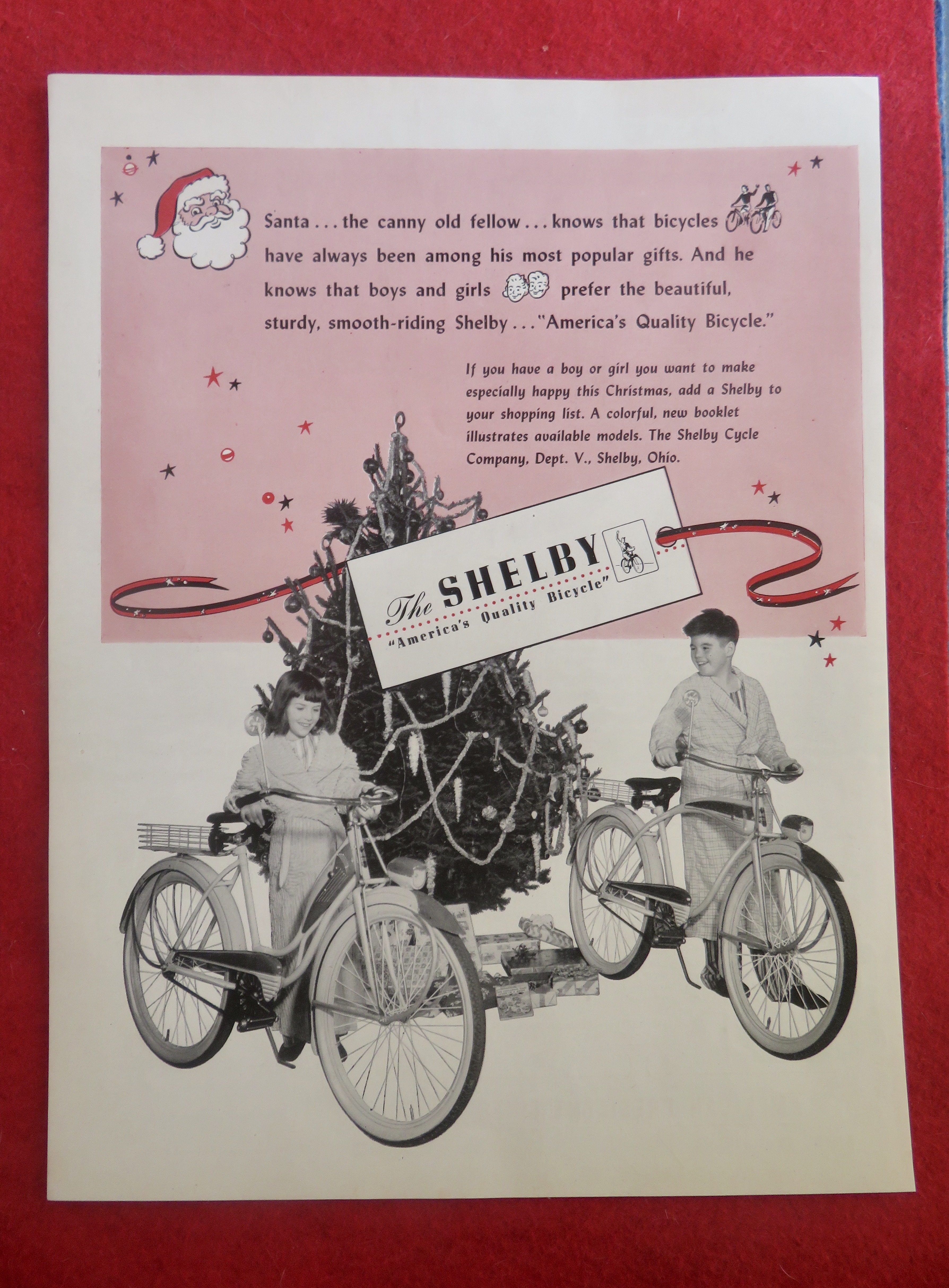 1950's Shelby Bicycle w/ Children & Bikes For Christmas