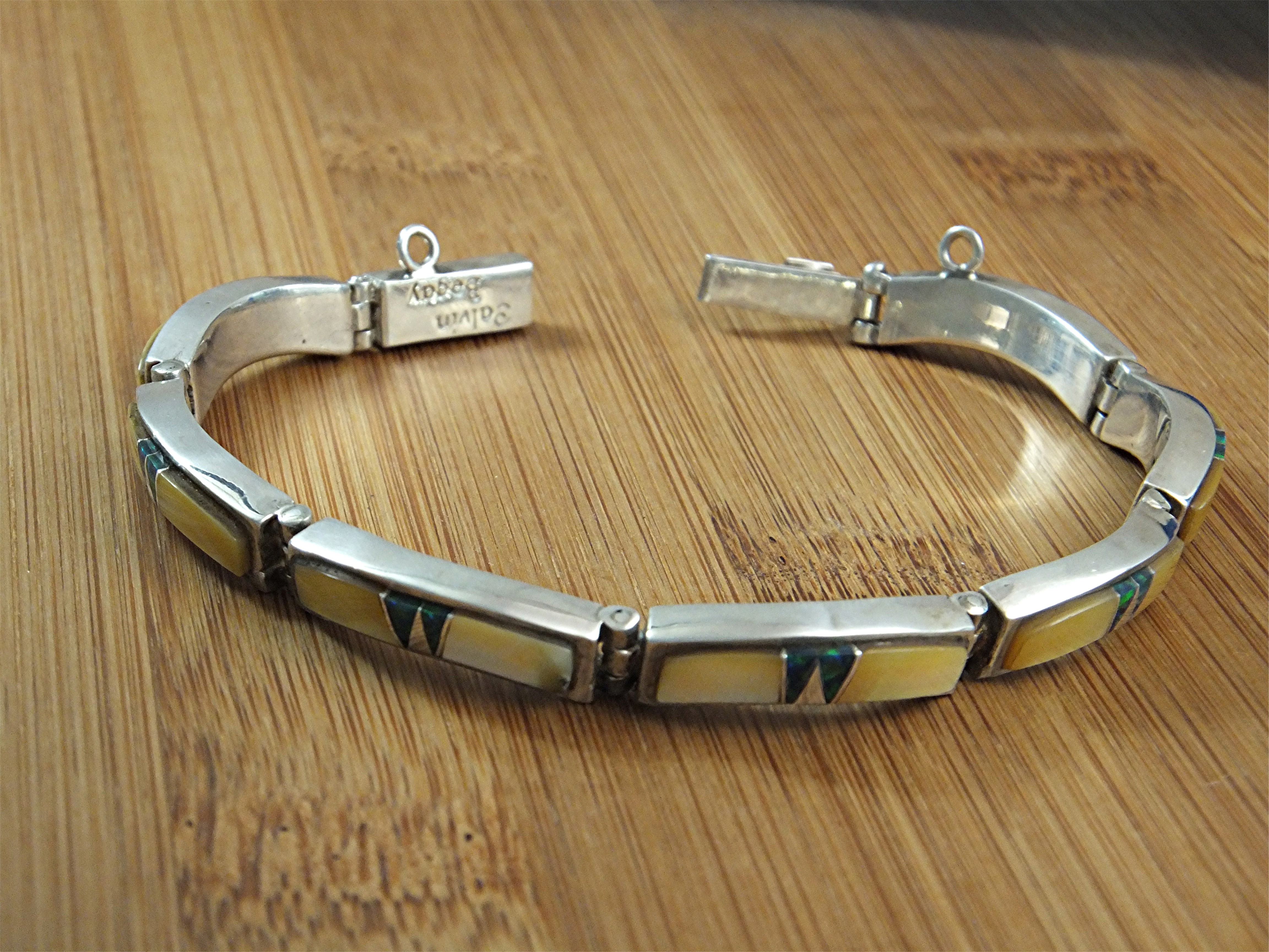 CALVIN BEGAY Golden Abalone Opal Sterling Silver Bracel