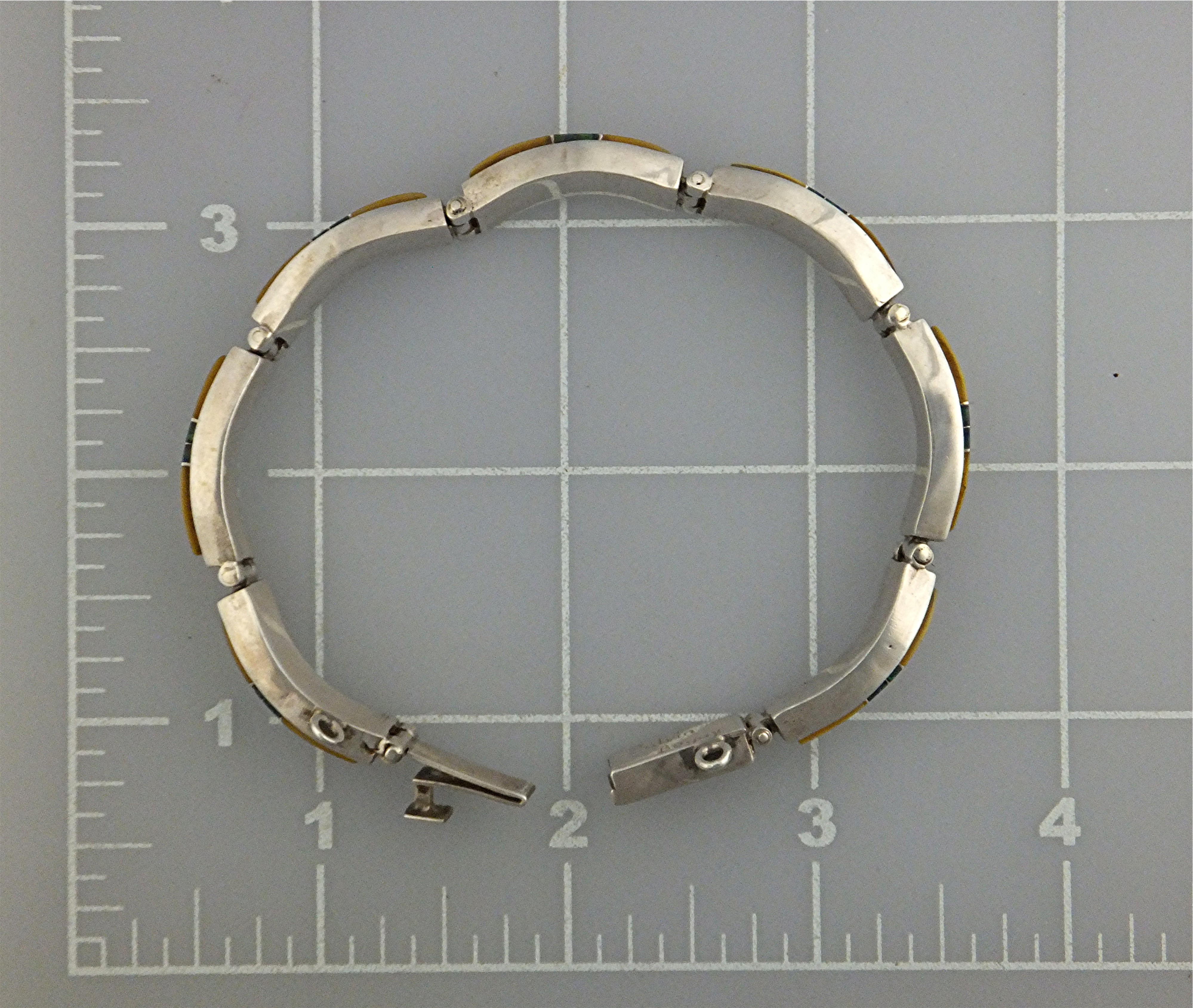 CALVIN BEGAY Golden Abalone Opal Sterling Silver Bracel