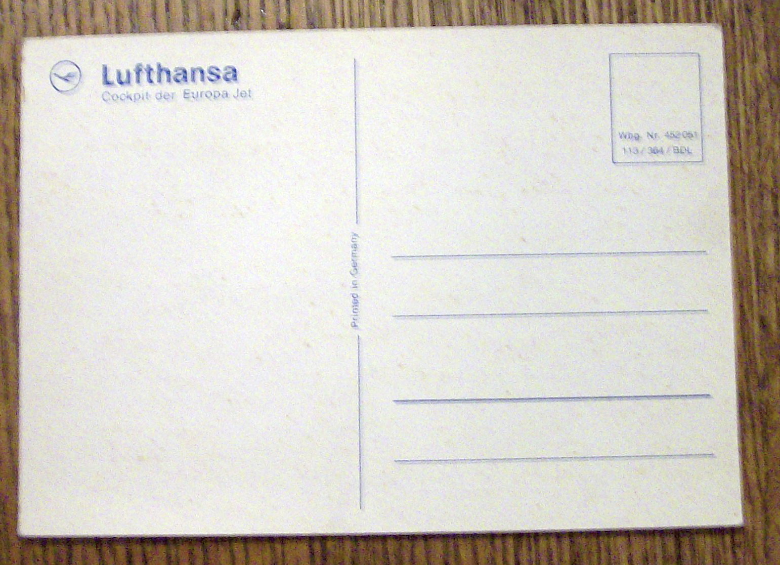 Lufthansa Postcard (Cockpit Der Europa Jet)