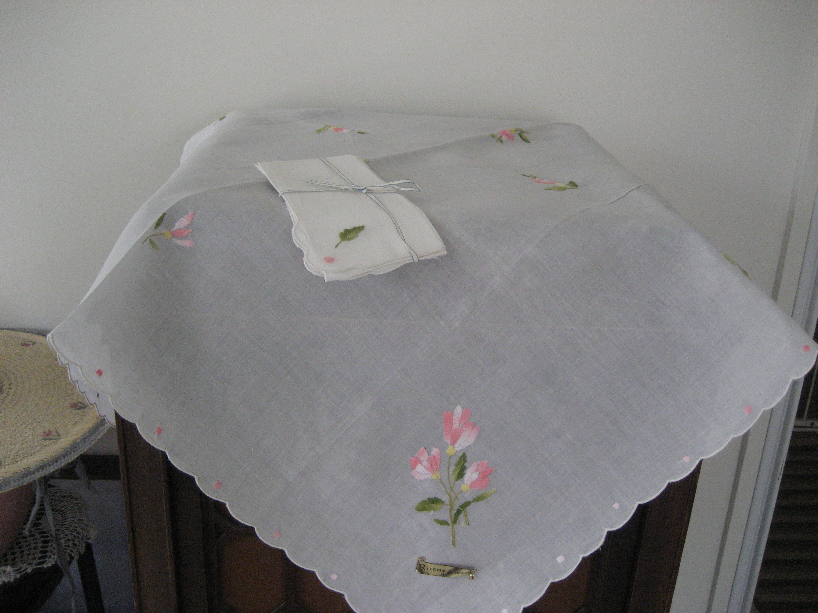 Embroidered Table Cloth with Matching Napkins