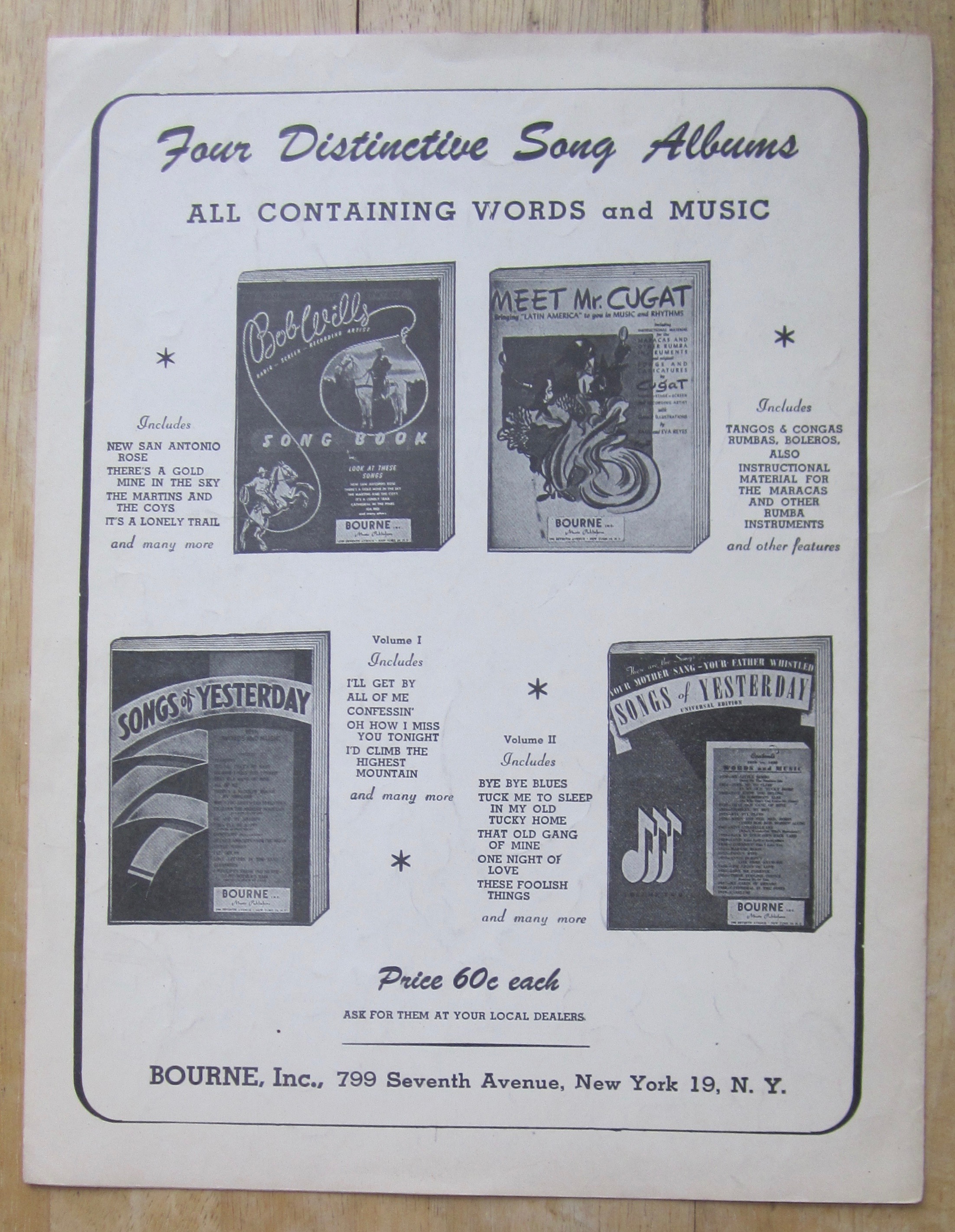 1946 Sheet Music For My Bel Ami