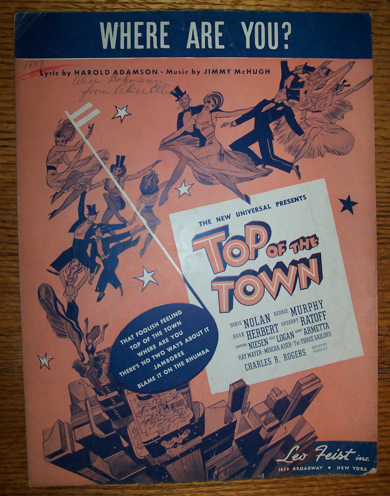 Sheet Music For 1936 Where Are You?