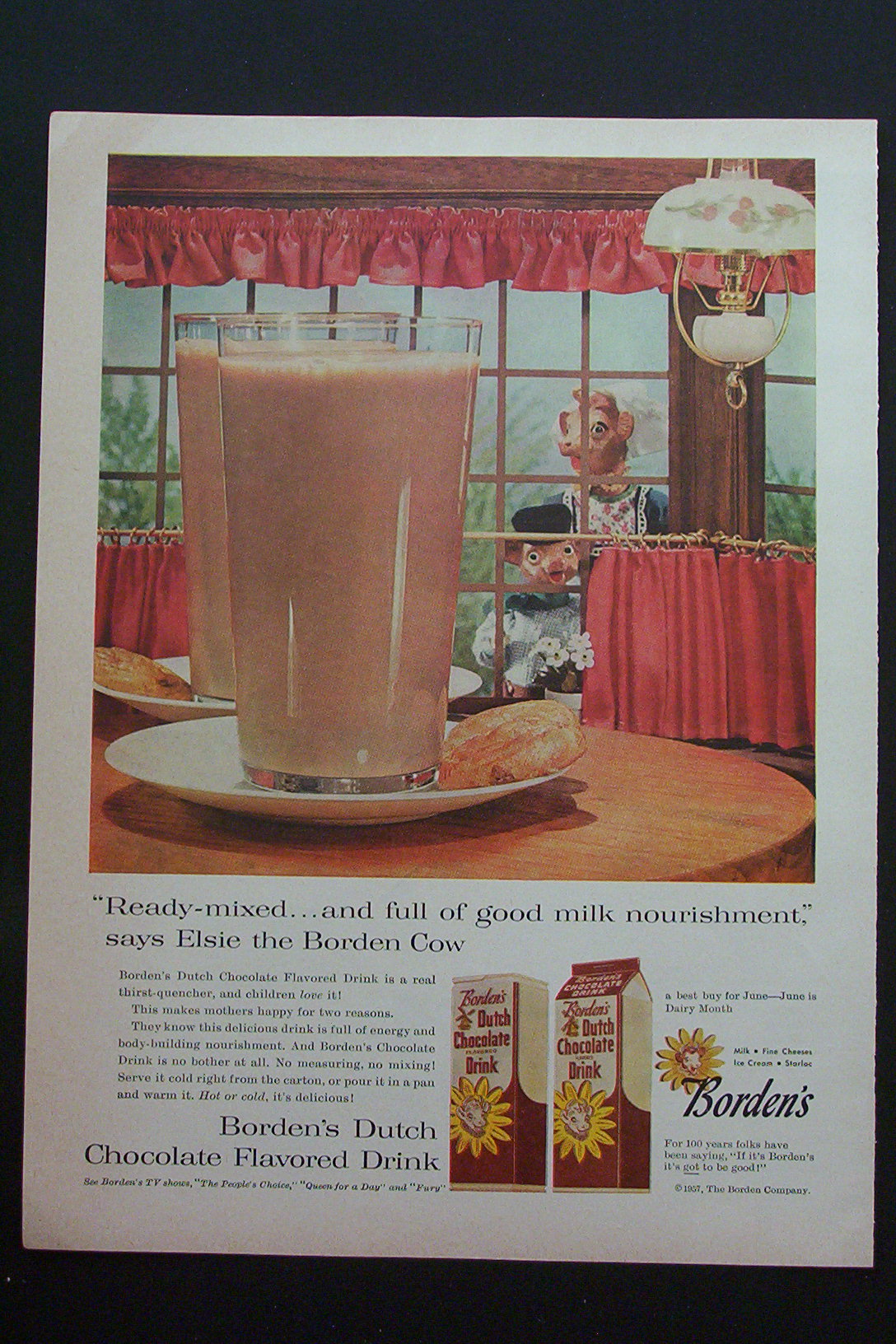 1957 Borden's Dutch Chocolate Drink with Elsie The Cow