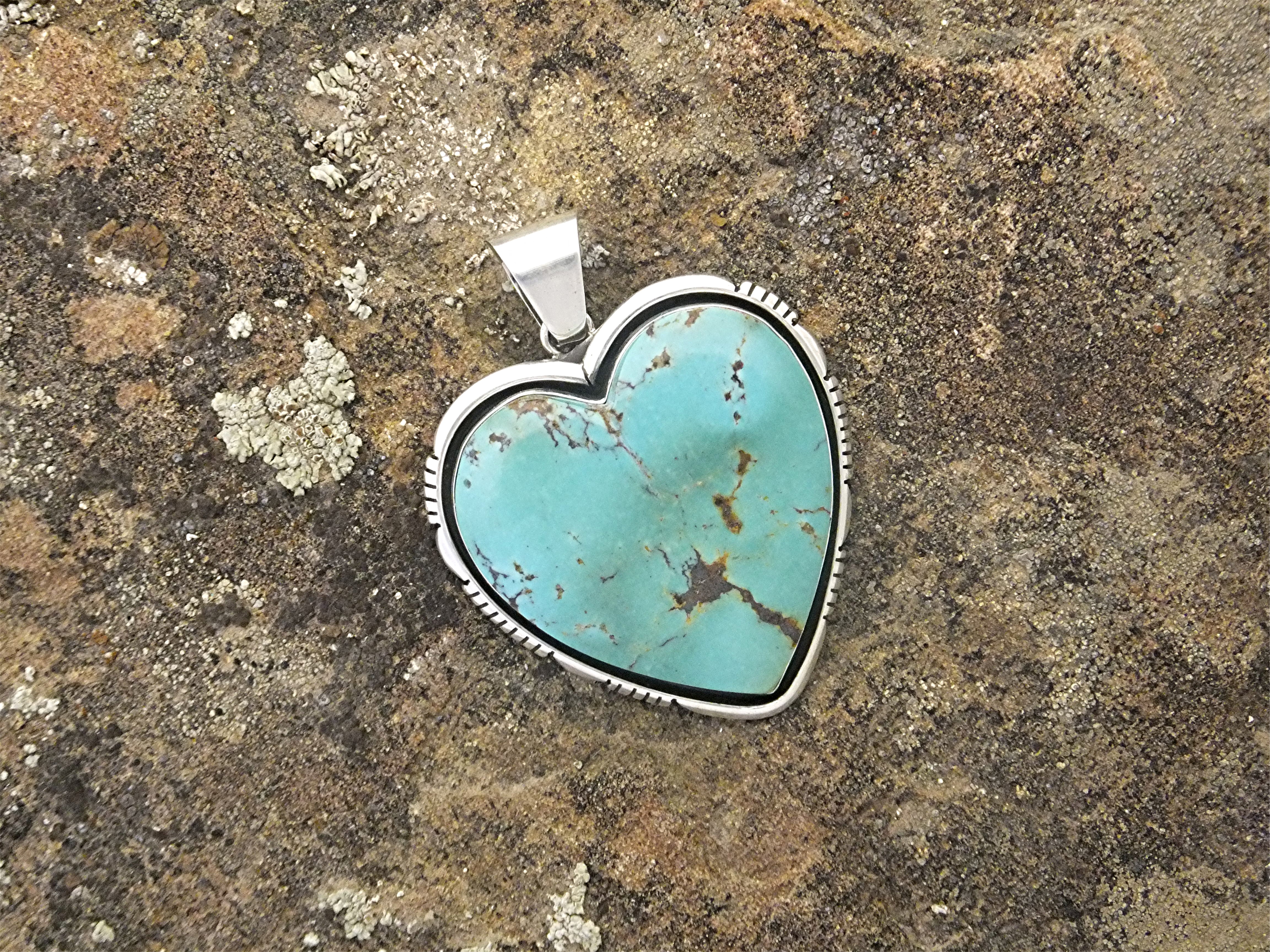 Lonnie Willie Sterling Silver Turquoise Heart Pendant