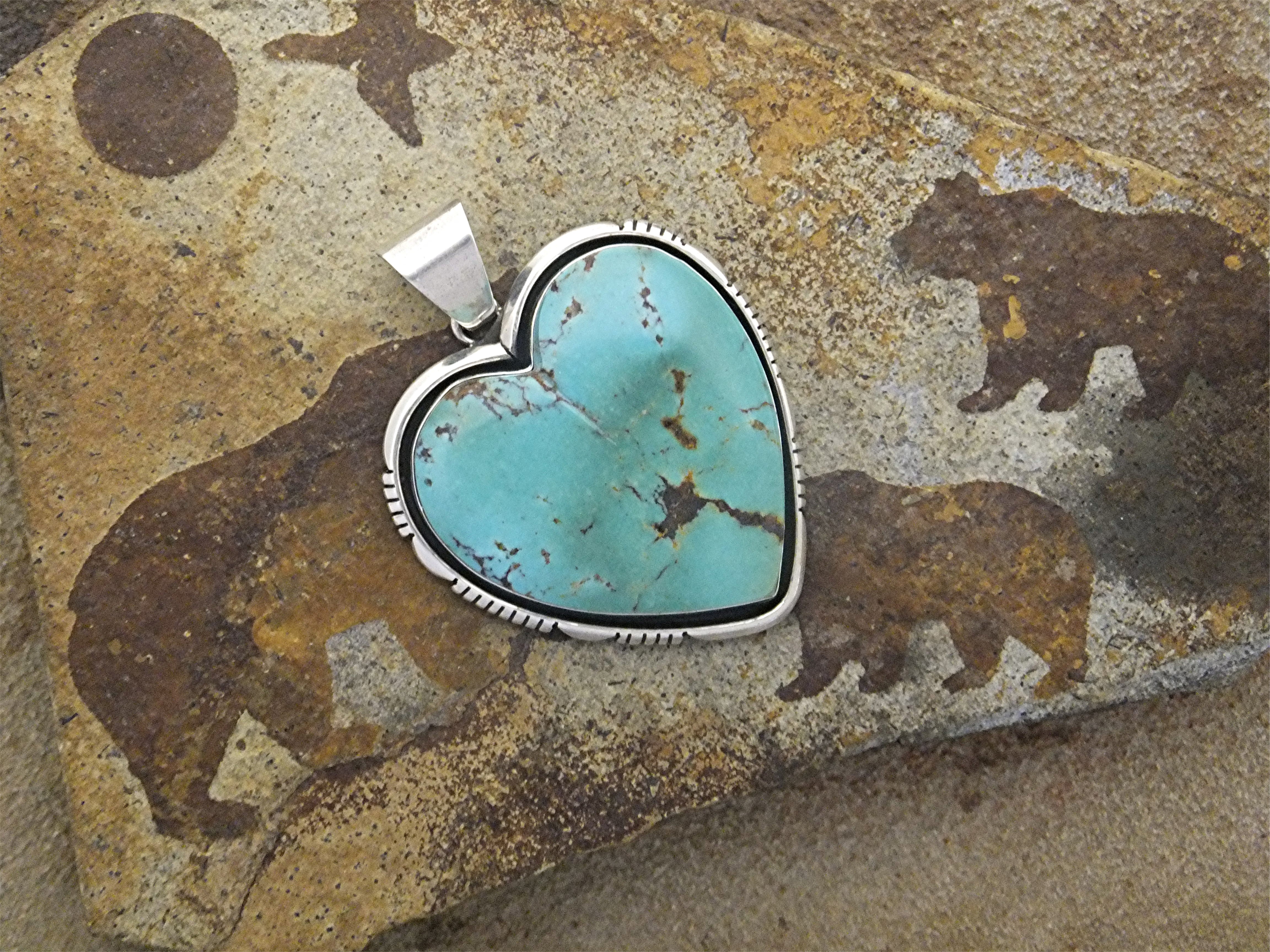 Lonnie Willie Sterling Silver Turquoise Heart Pendant