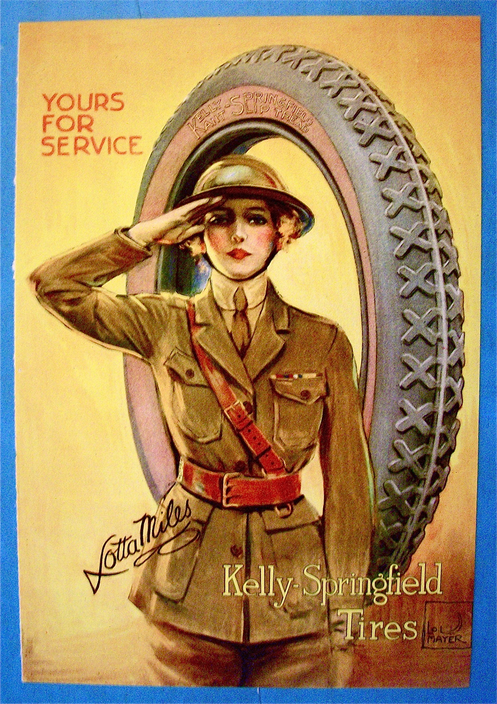 1919 Kelly Springfield Tires with Woman Soldier