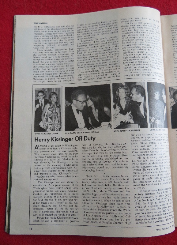 Time Magazine February 7, 1972 Nixon's Secret Agent: Henry Kissinger