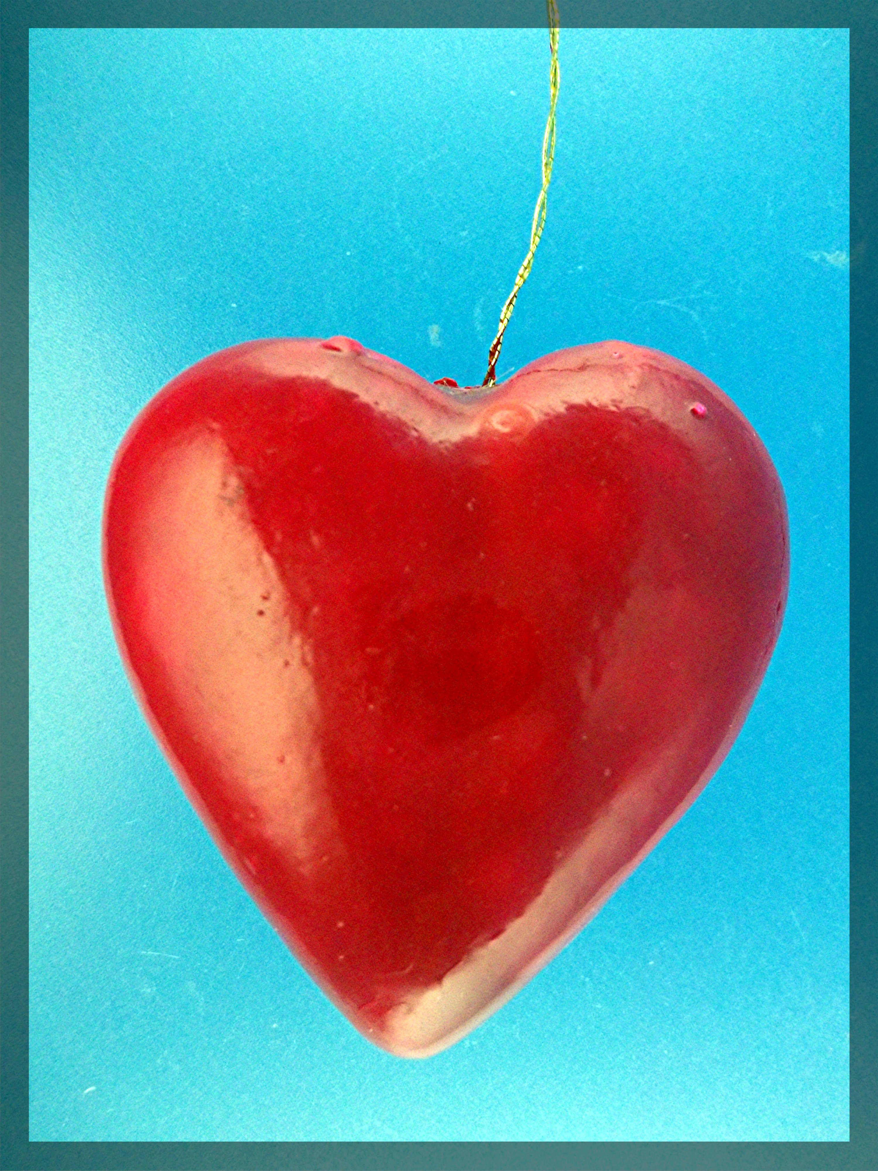set of 4 Red Heart Christmas tree ornaments