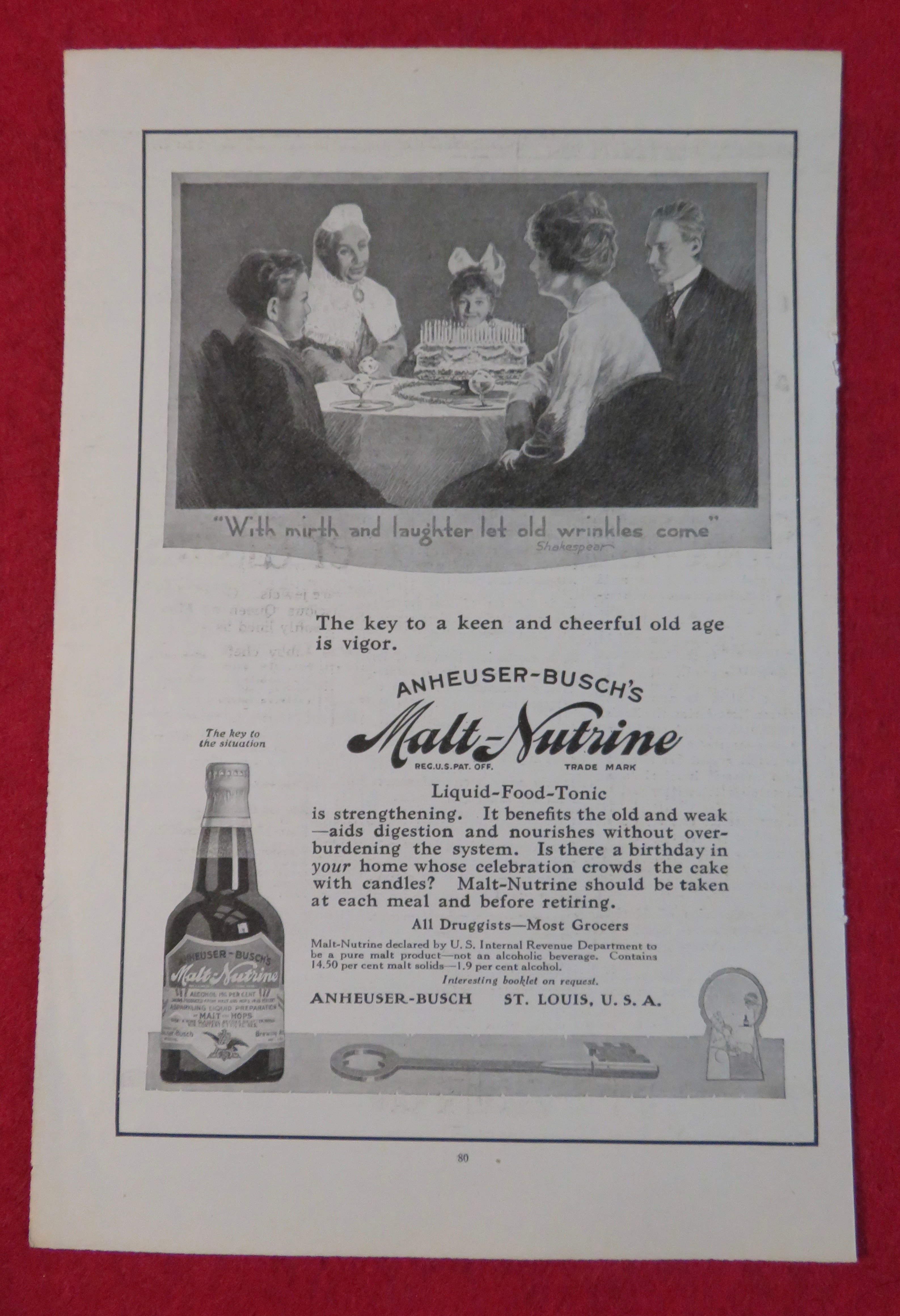 1917 Malt Nutrient with Family Celebrating With A Cake