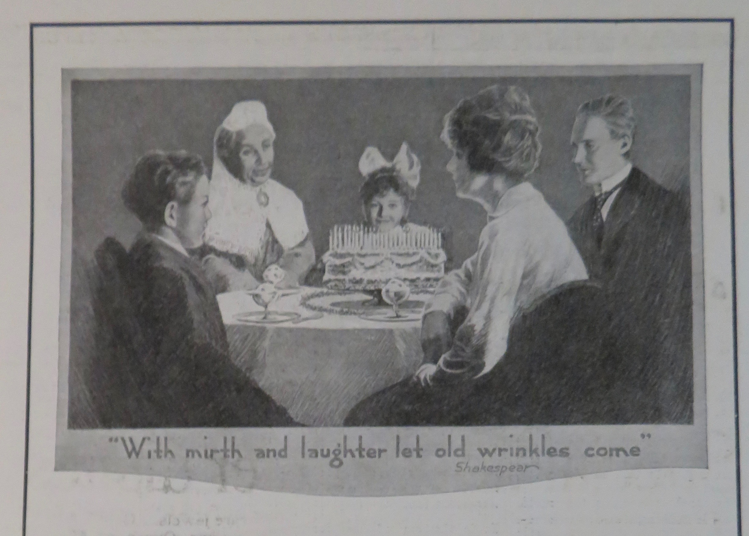 1917 Malt Nutrient with Family Celebrating With A Cake