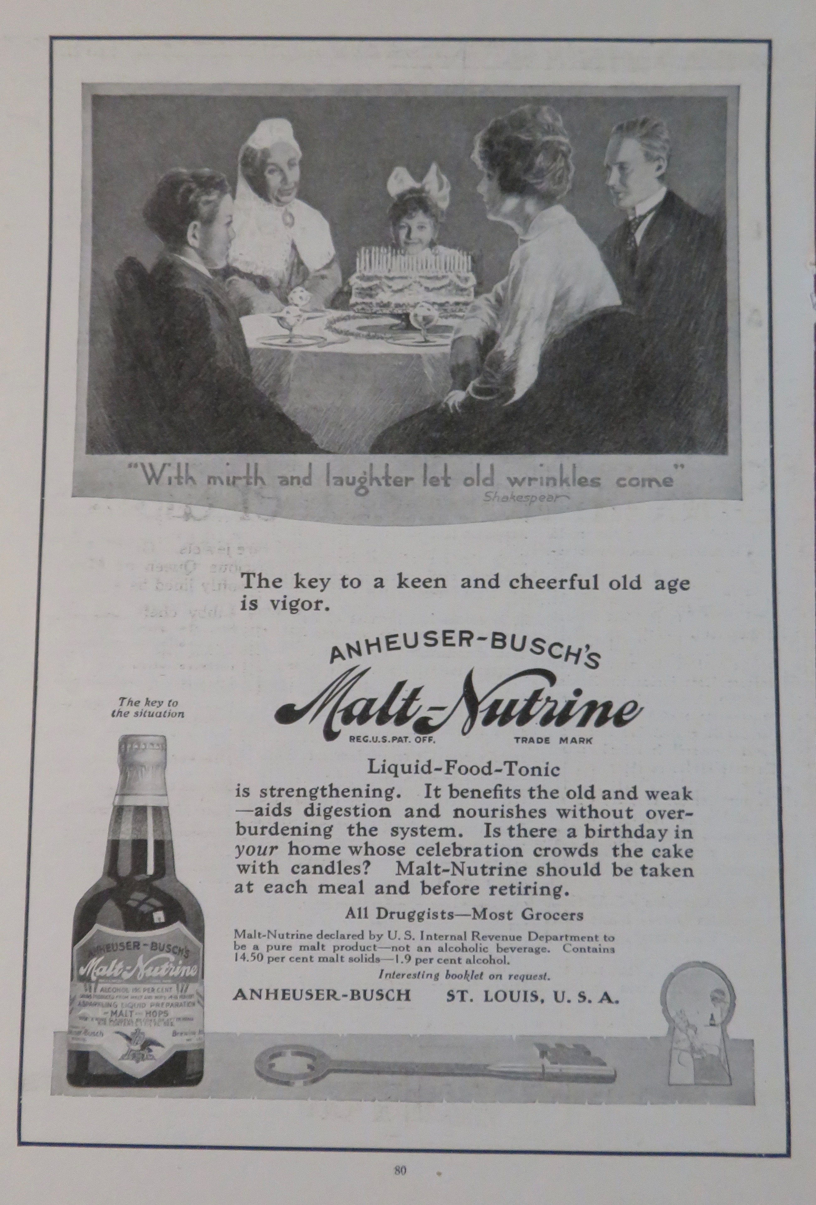 1917 Malt Nutrient with Family Celebrating With A Cake