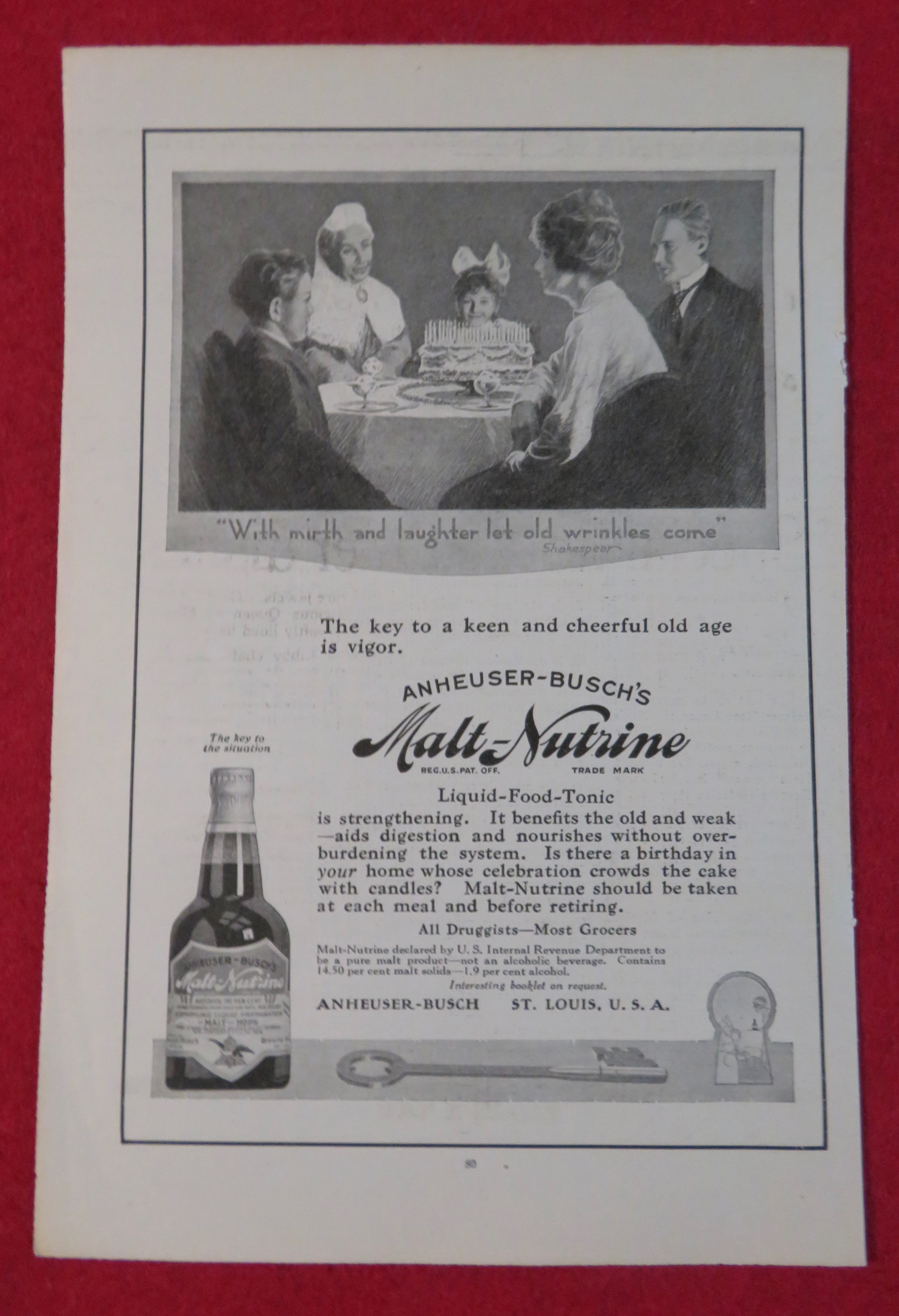 1917 Malt Nutrient with Family Celebrating With A Cake