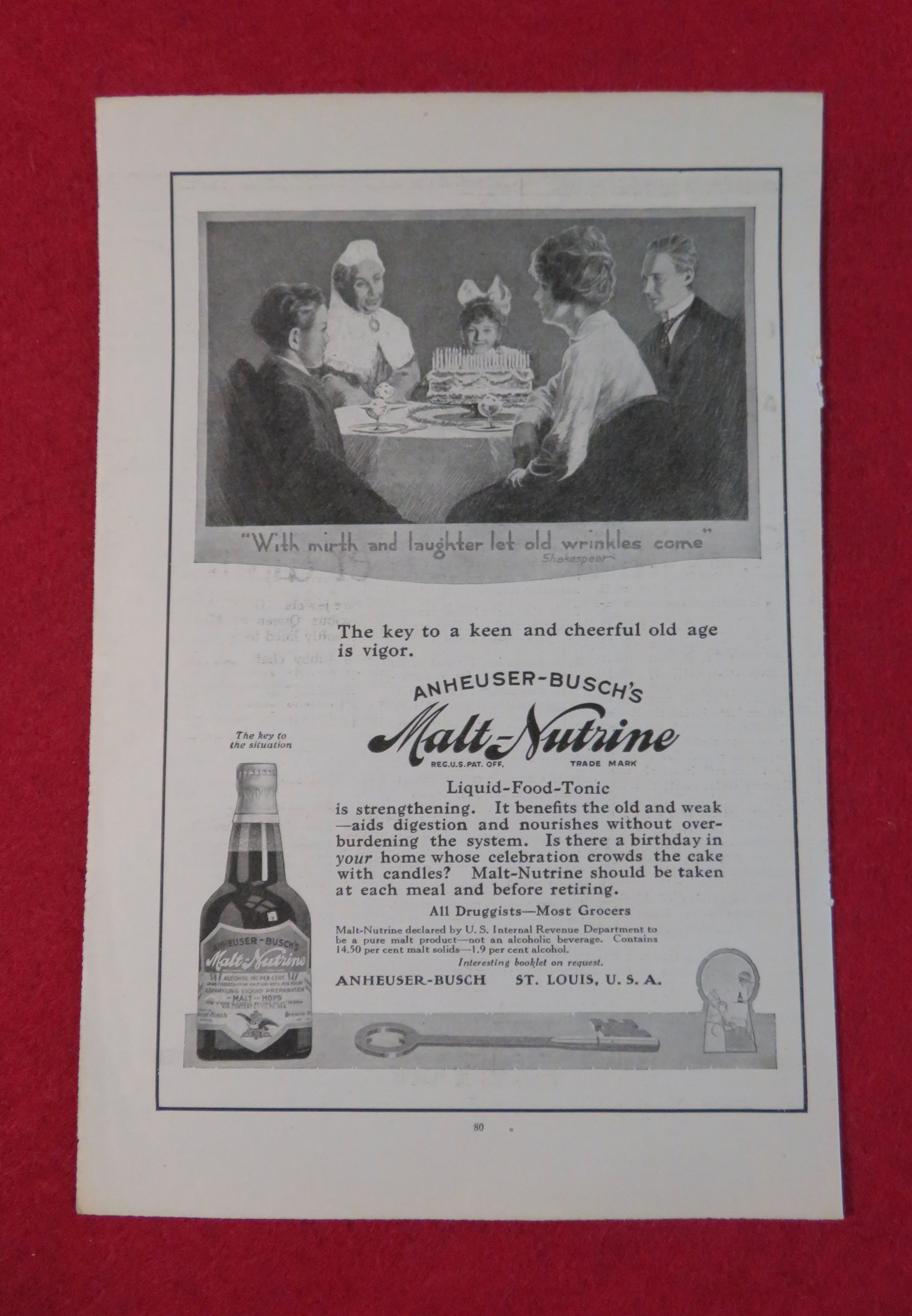 1917 Malt Nutrient with Family Celebrating With A Cake