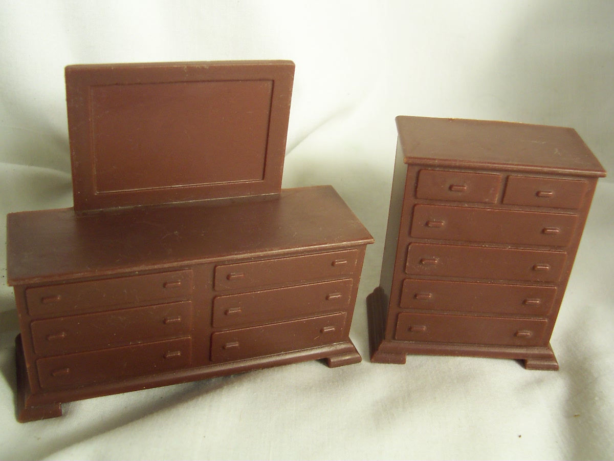 Dollhouse Bedroom Dresser Brown Set of two