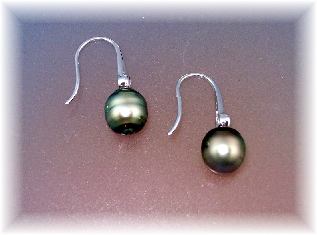 Earrings Tahitian Pearls Sterling Silver CZ Accent