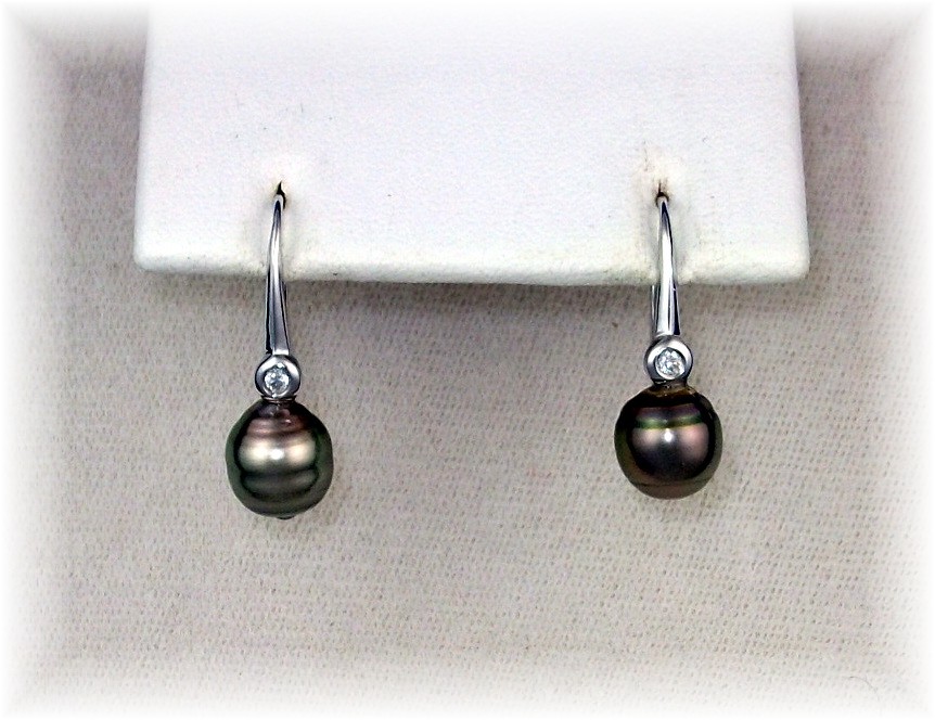 Earrings Tahitian Pearls Sterling Silver CZ Accent