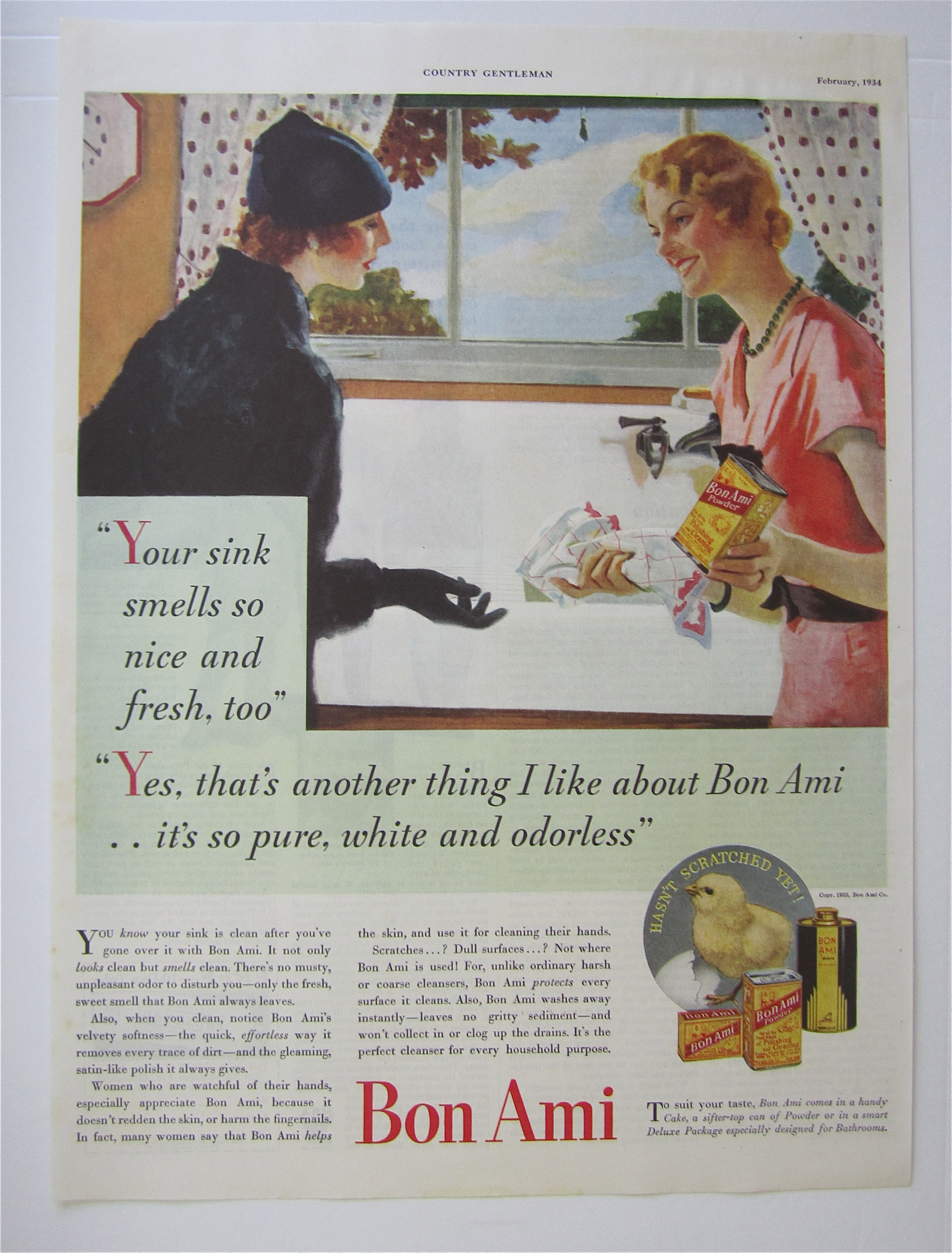 1934 Bon Ami with Women Talking About A Clean Sink