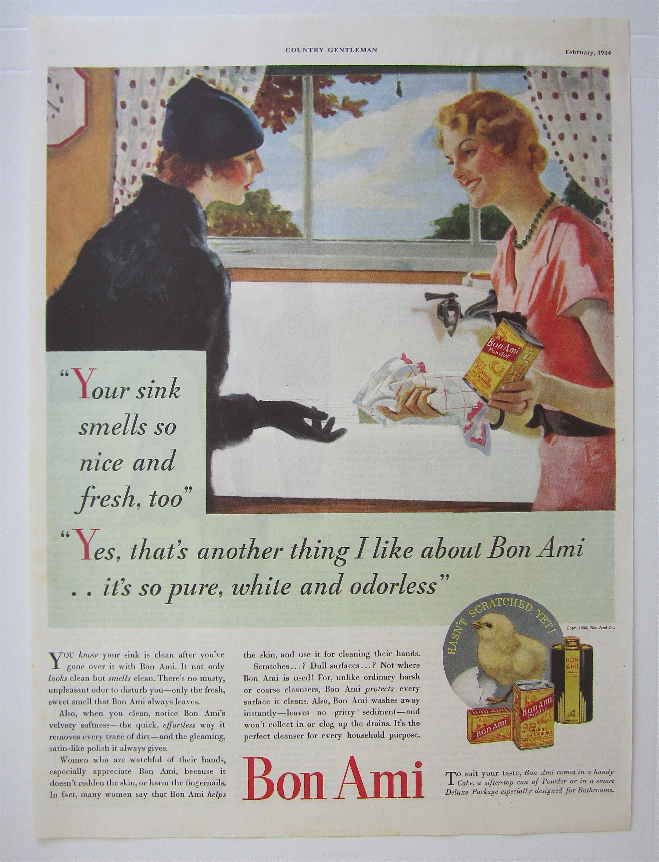 1934 Bon Ami with Women Talking About A Clean Sink
